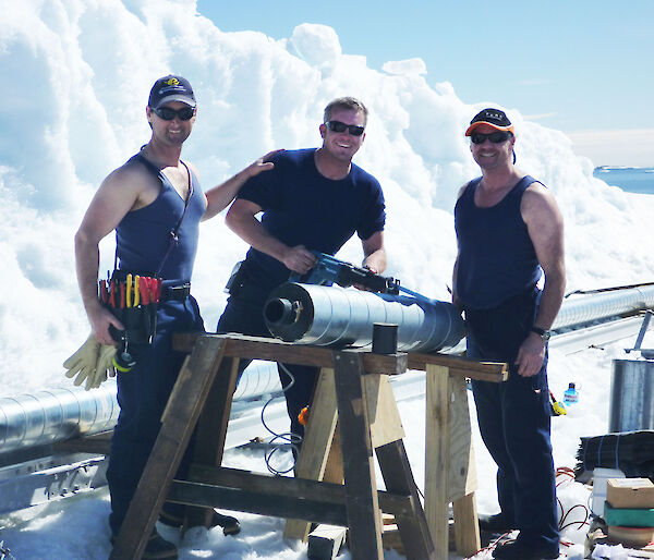 Tradesmen working in Antarctica