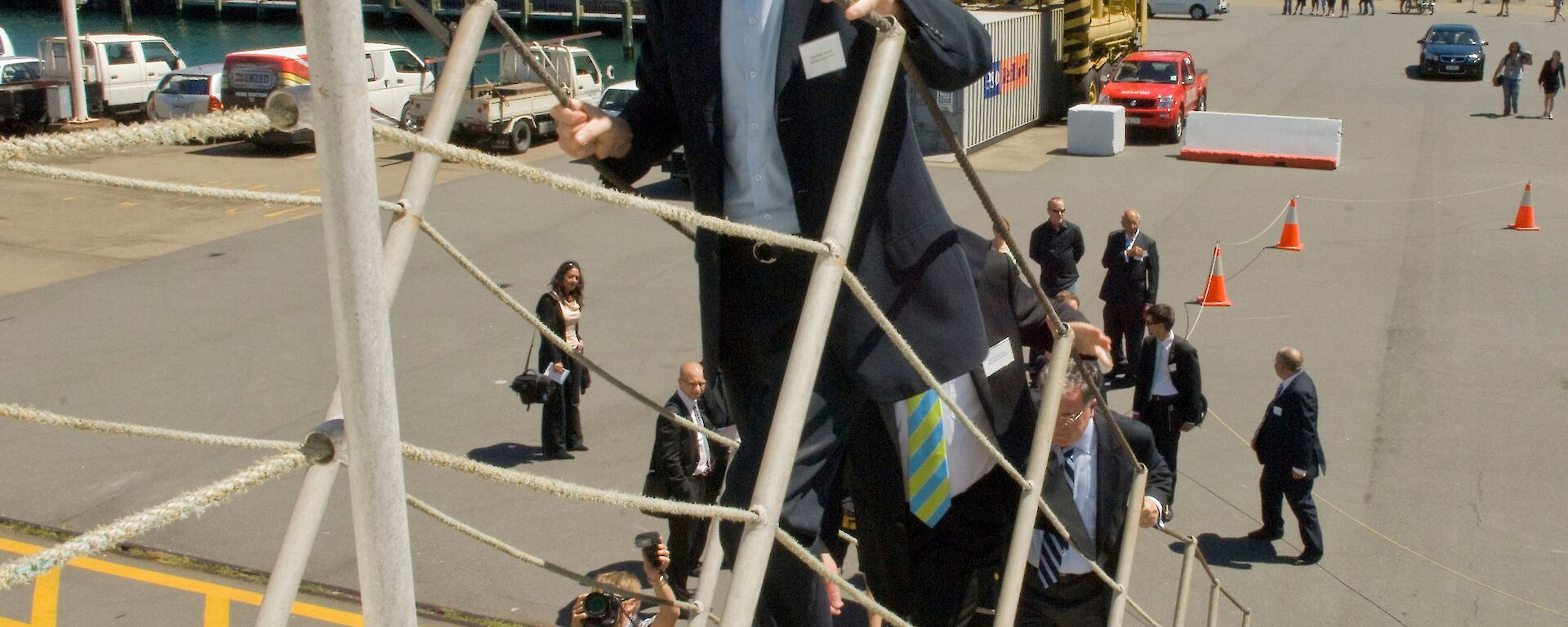 Minister Garrett boards the RV Tangaroa