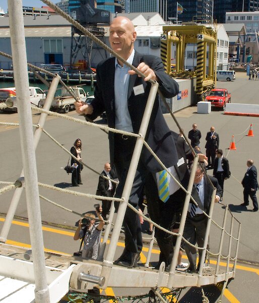 Minister Garrett boards the RV Tangaroa