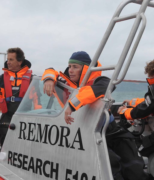 The research team undergoing small boat training prior to the voyage