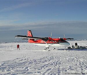 Twin Otter aeroplane on the ice