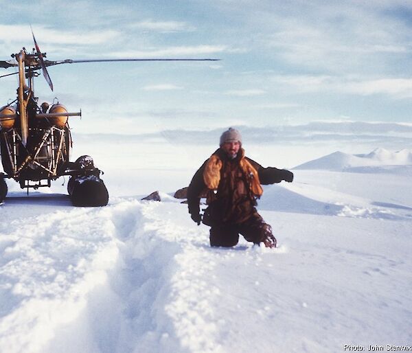 Phil Law in snow in Oates Land, 1962