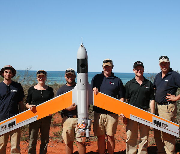 Unmanned aerial vehicle and team at Shark Bay