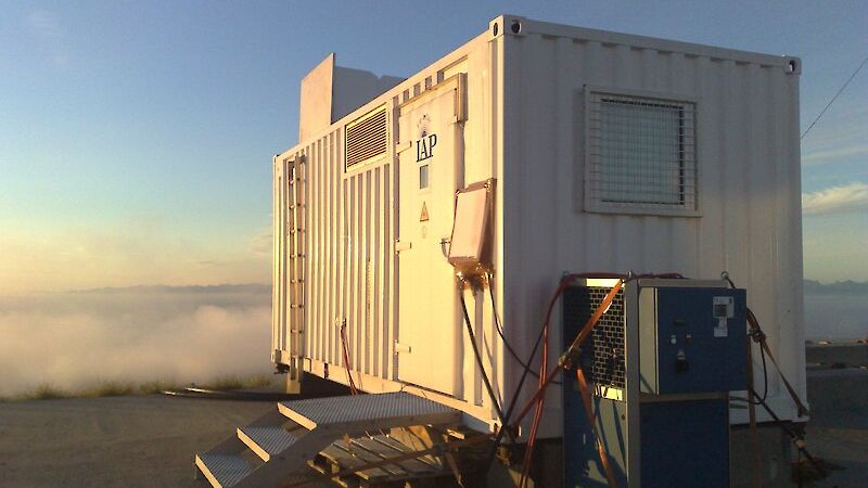 The container housing the German LIDAR in situ at 69 degrees north