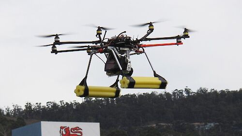 OktoKopter undertaking test flights at the University of Tasmania.