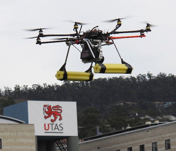 OktoKopter undertaking test flights at the University of Tasmania.