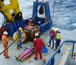 A sea glider being readied for deployment in the Southern Ocean.