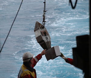 Expeditioner deploying Continuous Plankton Recorder