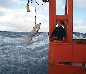 Continuous Plankton Recorder being deployed from the Aurora Australis