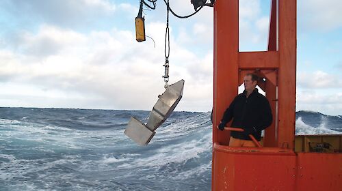 Continuous Plankton Recorder being deployed from the Aurora Australis