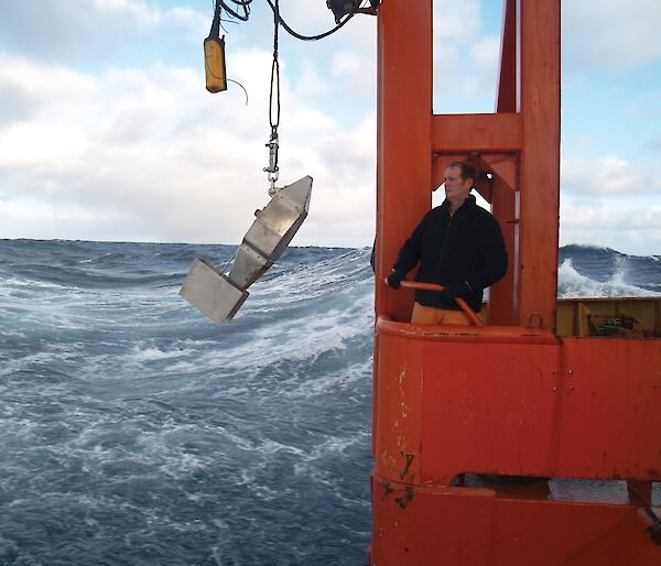 Continuous Plankton Recorder being deployed from the Aurora Australis