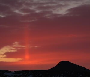 A solar pillar seen from Mawson station