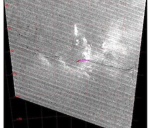 MODIS Terra infrared satellite image of nacreous clouds above Mawson, 0514 UT, 3 June 20009.