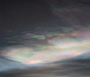 Nacreous clouds over Mawson, 3 June 2009.