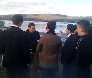 Antarctic Division Shipping Manager, Rob Bryson, being interview by Media