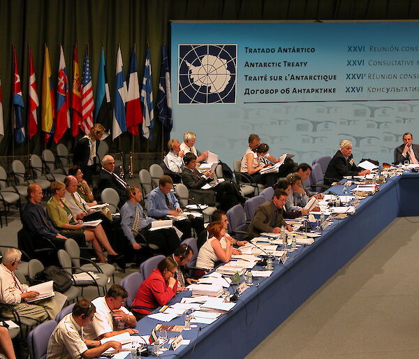 Delegates at an Antarctic Treaty Meeting in 2006.