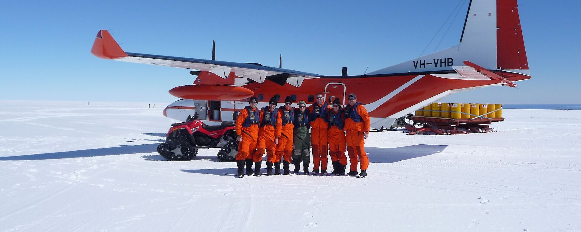 Team from the Whale Aerial Survey Programme in front of plane