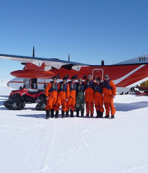 Team from the Whale Aerial Survey Programme in front of plane