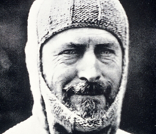 Sir Douglas Mawson wearing a balaclava