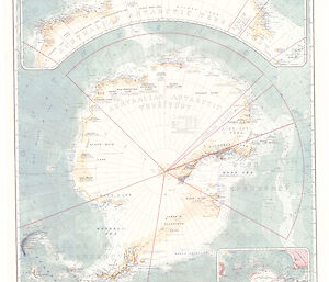 The first Australian map of the whole Antarctic continent, published in 1939