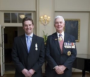 Antarctic Medal recipient Matt Filipowski with Governor-General Major General Michael Jeffrey
