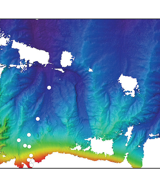 A 90km-wide plan view of the 3D seascape in the CEAMARC study area.