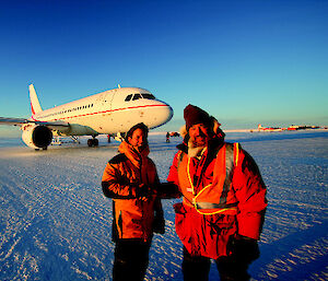 The A319 at Wilkins Runway, Antarctica.