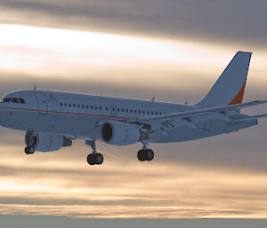 A319 coming in to land on Wilkins Runway