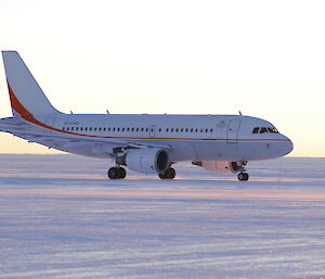 A319 on Wilkins Runway, Antarctica