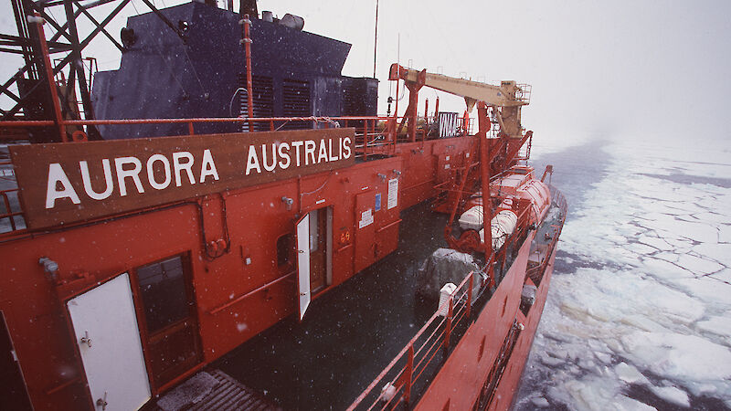 The Aurora Australis ship in ice