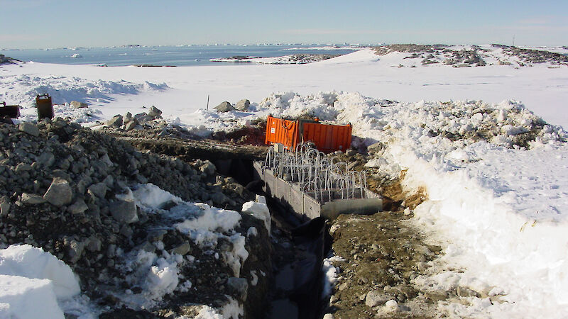 Permeable reactive barrier in trench