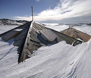 Mawson’s Huts buried in hard snow