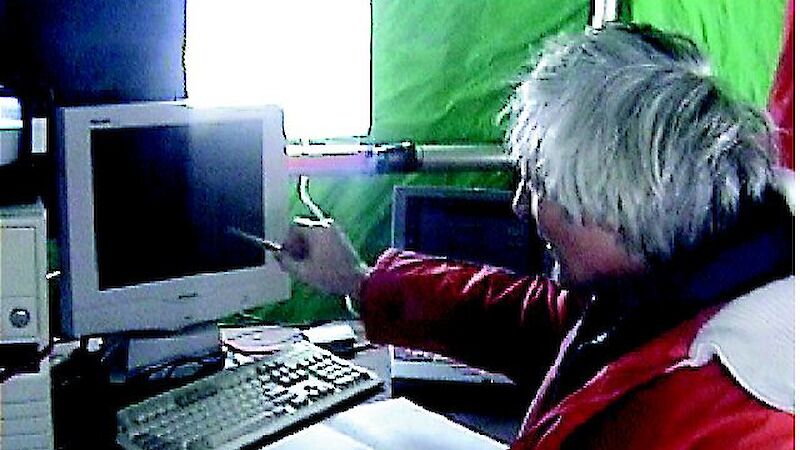 Prof Andrew McMinn at work aboard Aurora Australis