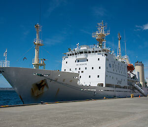 The Japanese research ship Umitaka Maru, from the Tokyo University of Marine Science and Technology, docked in Hobart