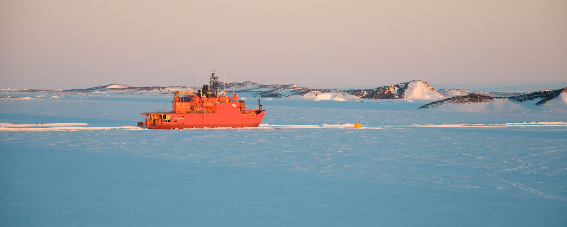 Aurora Australis parked in sea ice near Davis research station