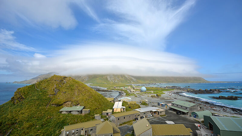 Photo of station with clouds