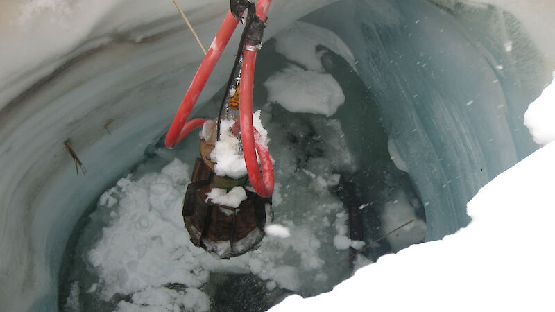 The melt bell at the entrance to the melt cavern at Mawson.