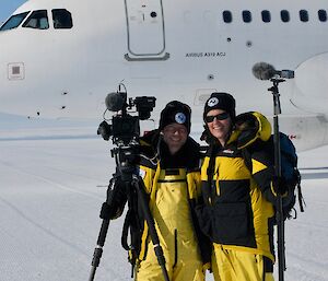 Camera crew at Australia’s Wilkins Aerodrome in Antarctica