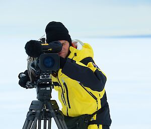 Cameraman shooting in Antarctica