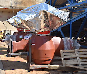 Tunnel thrusters waiting to be installed.