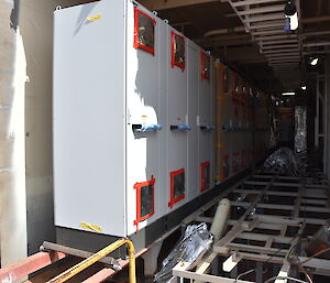 The cupboards for the ship’s electrical switchboard.