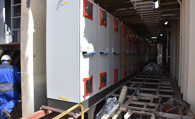 The cupboards for the ship’s electrical switchboard.