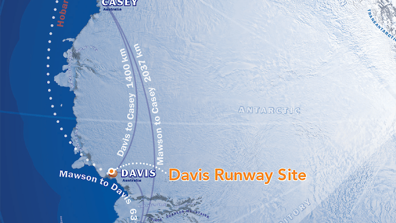 A map showing the location of the paved runway.