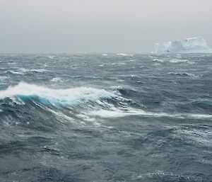 Ocean waves whipped up by wind.