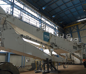 One of the two 55 tonne lift-capacity main cargo cranes that will sit forward of the bridge.