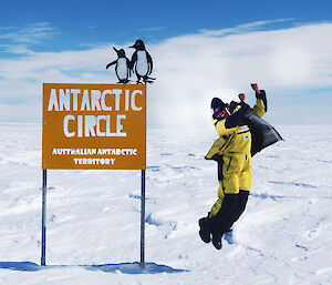 The Producer and Director of the film, Briege Whitehead, at the Antarctic Circle.