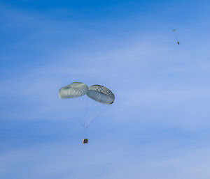 Cargo is parachuted from back of C-17A Globemaster III
