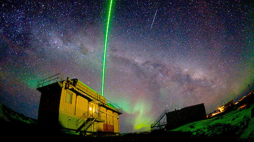 The LIDAR instrument lighting the sky above Davis research station