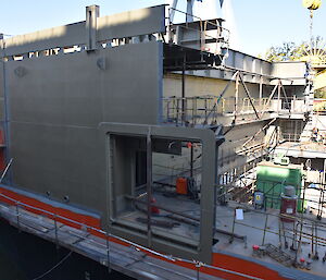 A sea ice door providing access from the ship to the ice via a ramp.