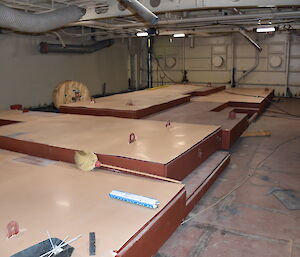 Platforms for seats that will form part of the ship’s theatre.